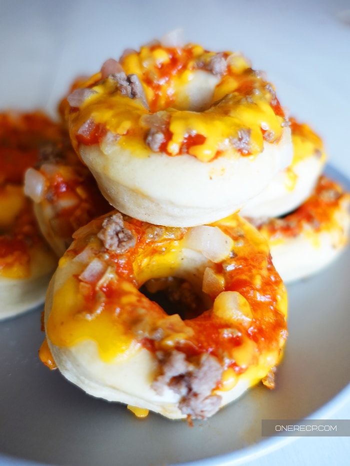 Close up of Bagel Bites made in the microwave