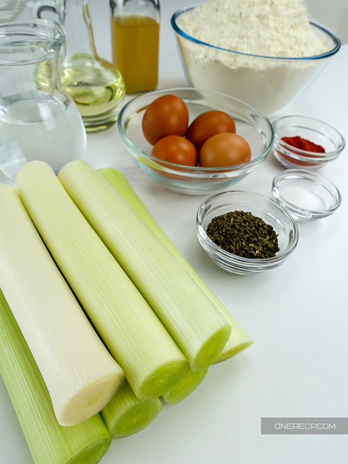 Ingredients for Bulgarian leek pie