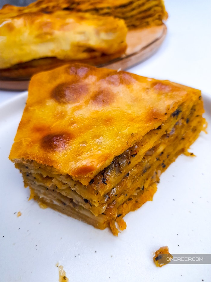 A slice of Bulgarian leek pie