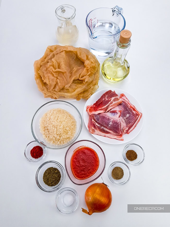 Ingredients for Bulgarian sarma