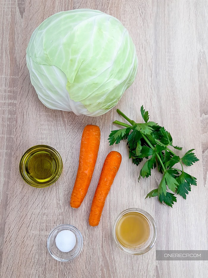 Ingredients for cabbage carrot salad.
