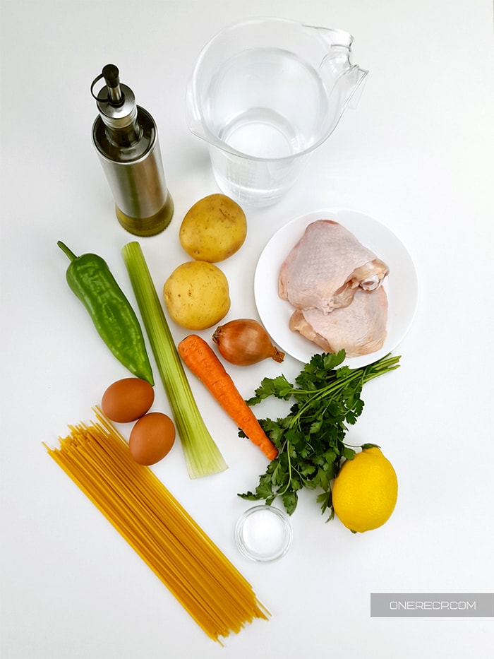 Ingredients for chicken noodle soup