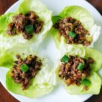 spicy green leaf lettuce and beef cups