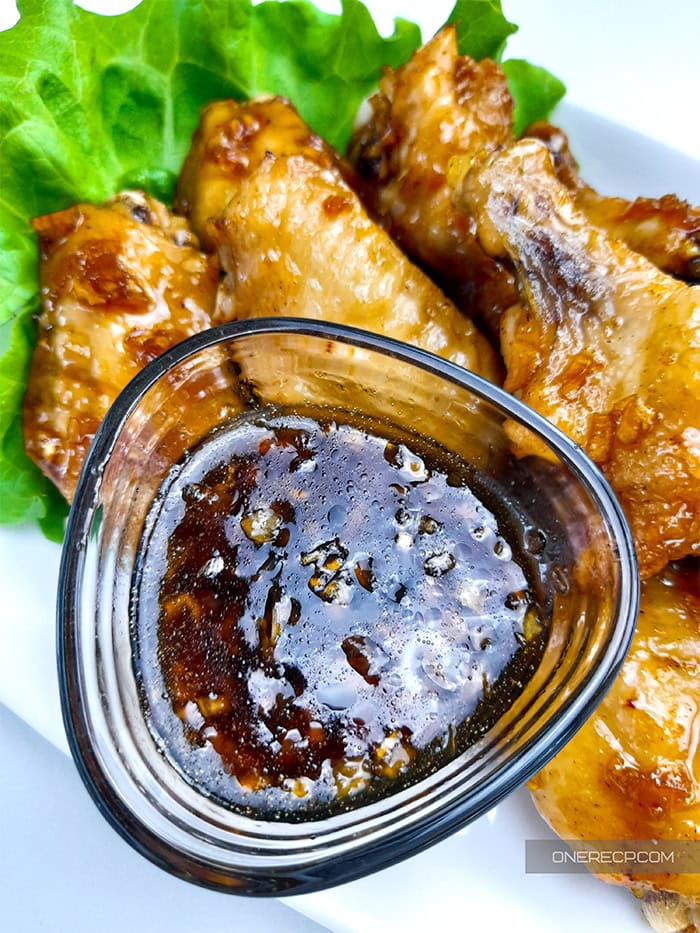 Honey garlic sauce served with chicken wings