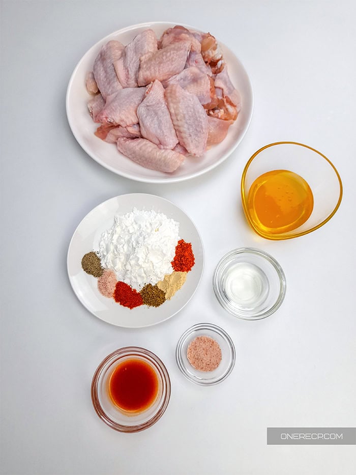 Ingredients for honey chicken wings