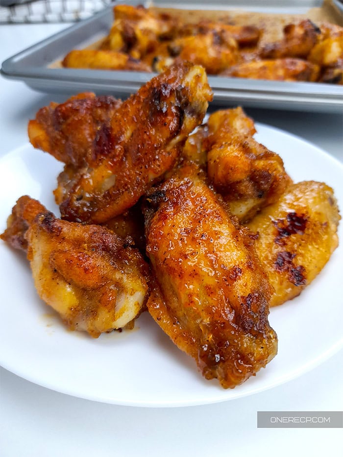 A serving of honey chicken wings