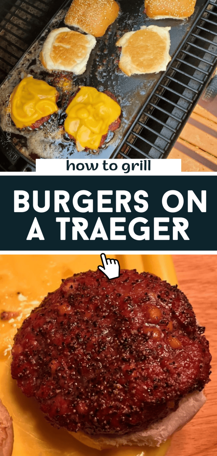 how to grill burgers on a traeger pinterest image