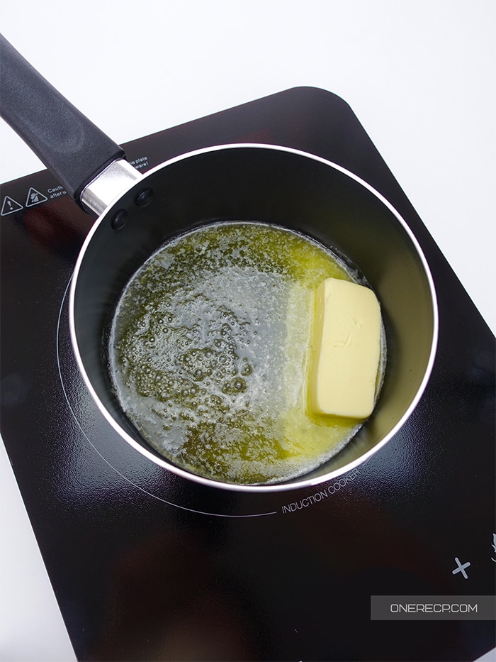 melting butter in a pan on an induction cooker