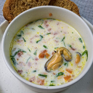 Mussel Soup with Lovage and Bulgarian Yogurt