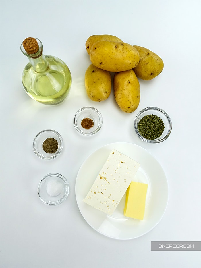 Ingredients for shredded potato casserole
