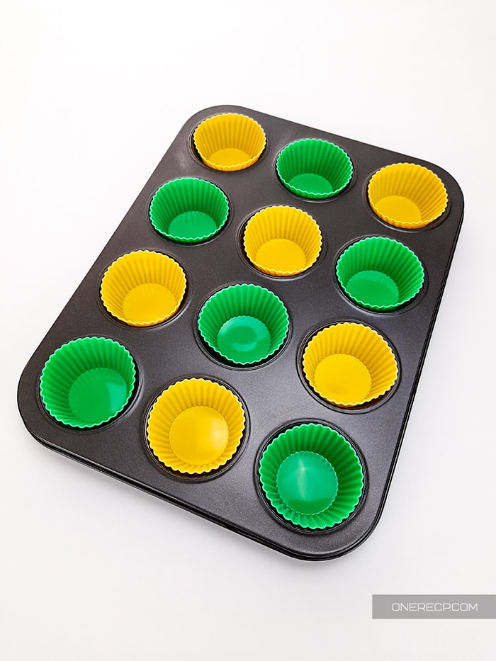 a baking tray with silicone molds