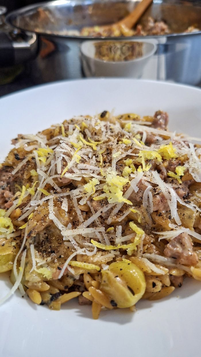 sweet italian sausage orzo pinterest poster