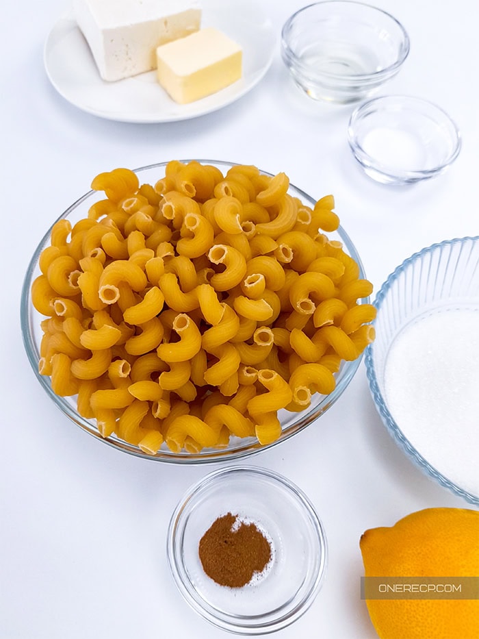 Ingredients for sweet macaroni