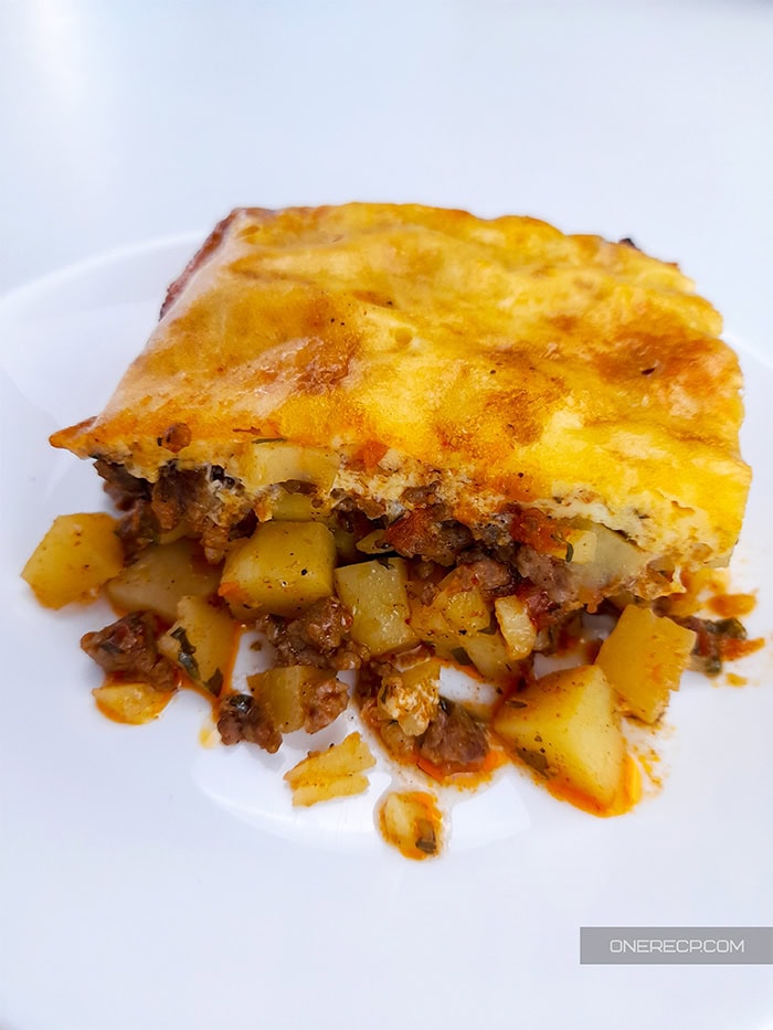 A serving of Bulgarian moussaka