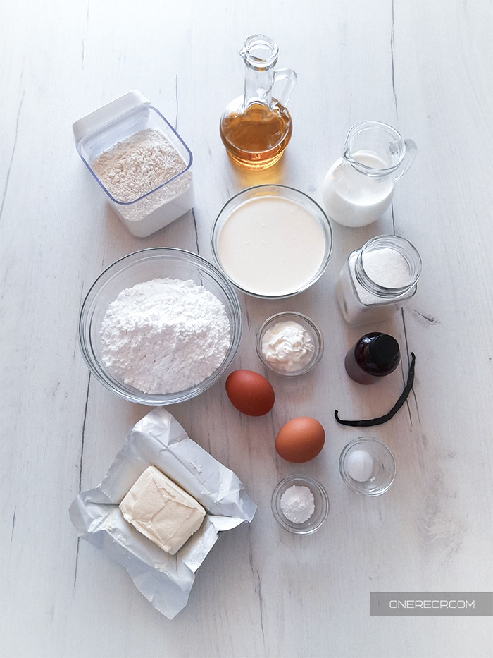 Ingredients for vanilla cupcakes recipe without butter